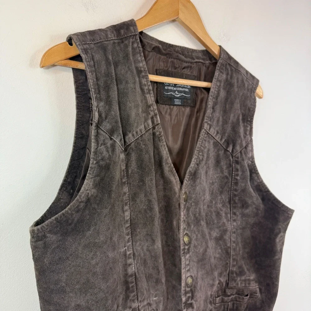 Cody James Leather Vest Brown Distressed Western Cowboy Boho Rugged Rodeo Mens L